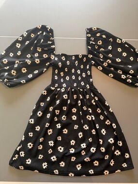 Bershka Black and White Floral Mini Dress